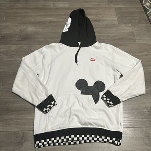 Vans x Disney 90 Mickey Mouse Checkerboard Sweatshirt Pullover Hoodie XS *stains